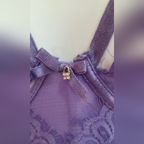 💚5/$25 Purple Lace Bustier Bralette Strappy Lingerie Sexy Bra Top Size Small - Picture 2 of 8